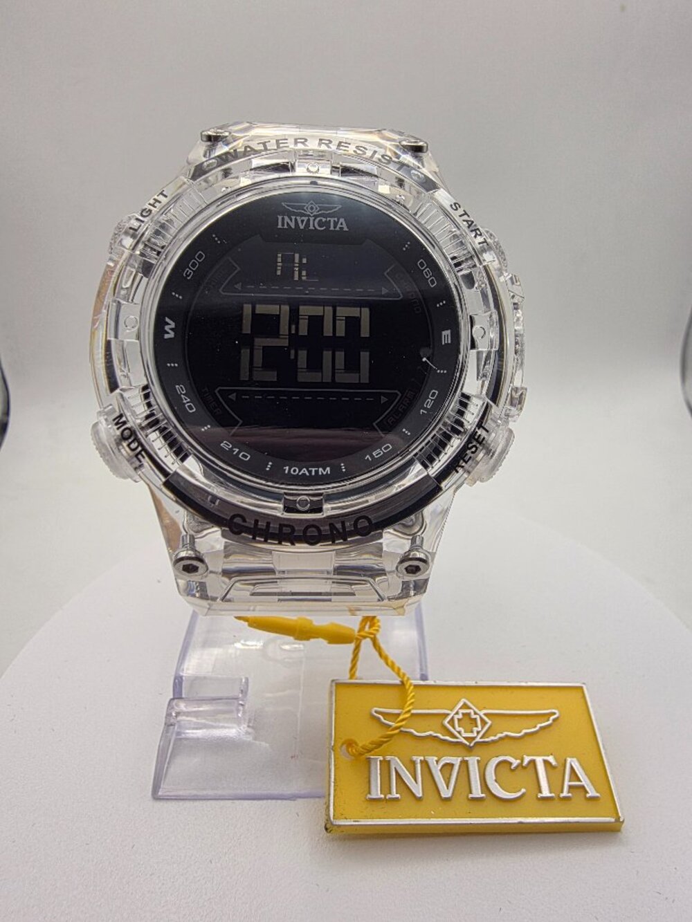 Invicta Transparent Sport Watch Digital Chronograph Clear Plastic 100m 49041